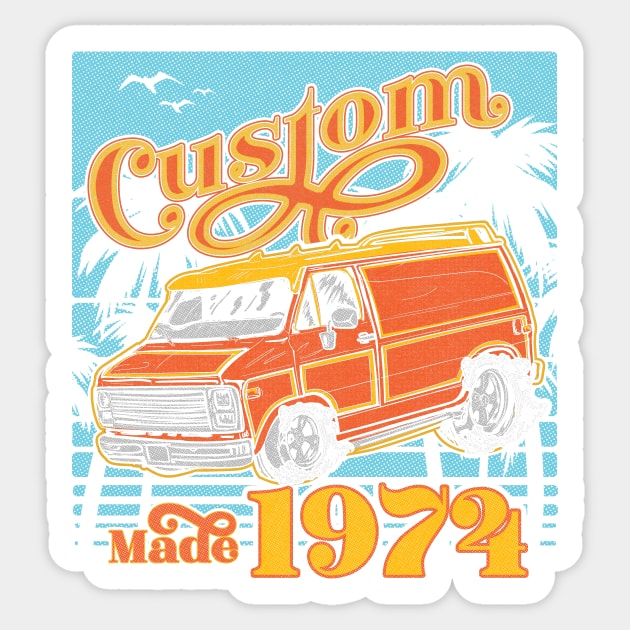 Retro Van Custom Made 1974 Dad's Birthday Vintage Sticker by bigraydesigns